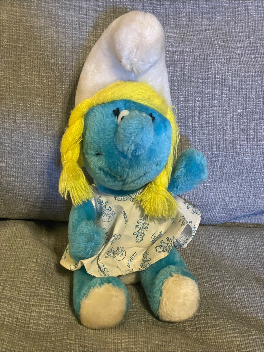 Vintage 1981 Smurfette 11” Plush Peyo Toy Doll